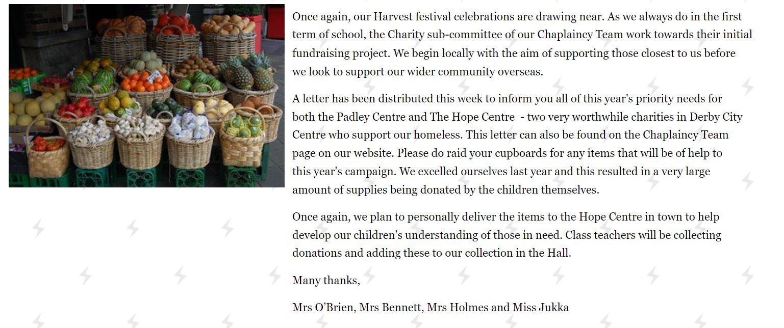 Harvest From Newsletter