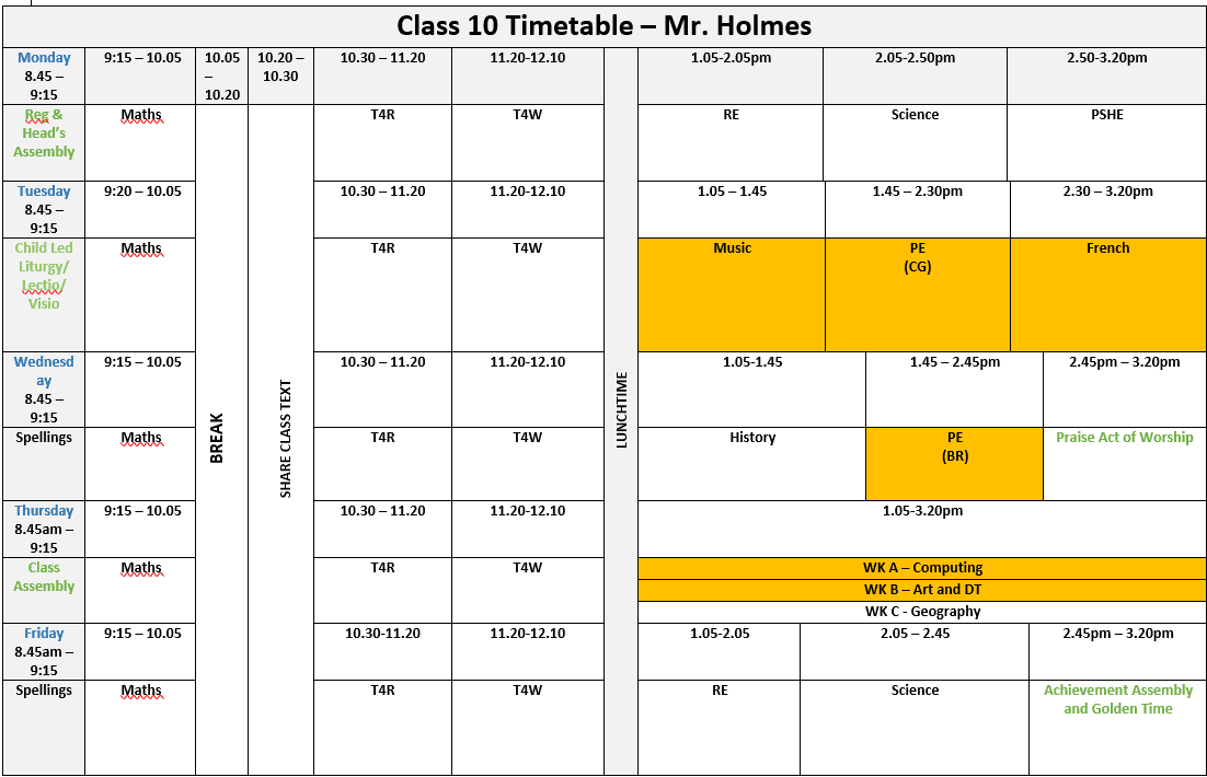 Class 10 Timetable 2024 25