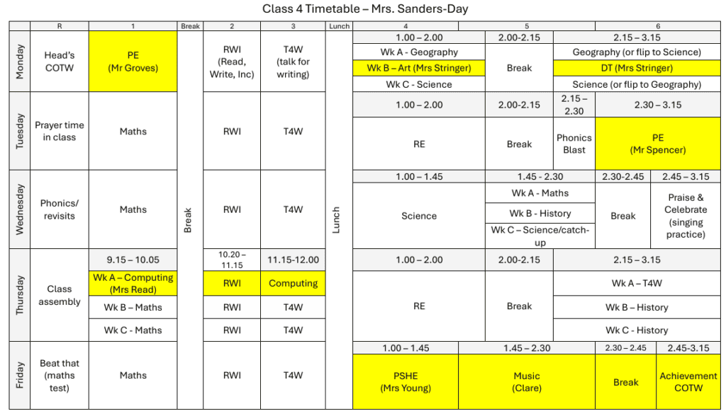 Timetable
